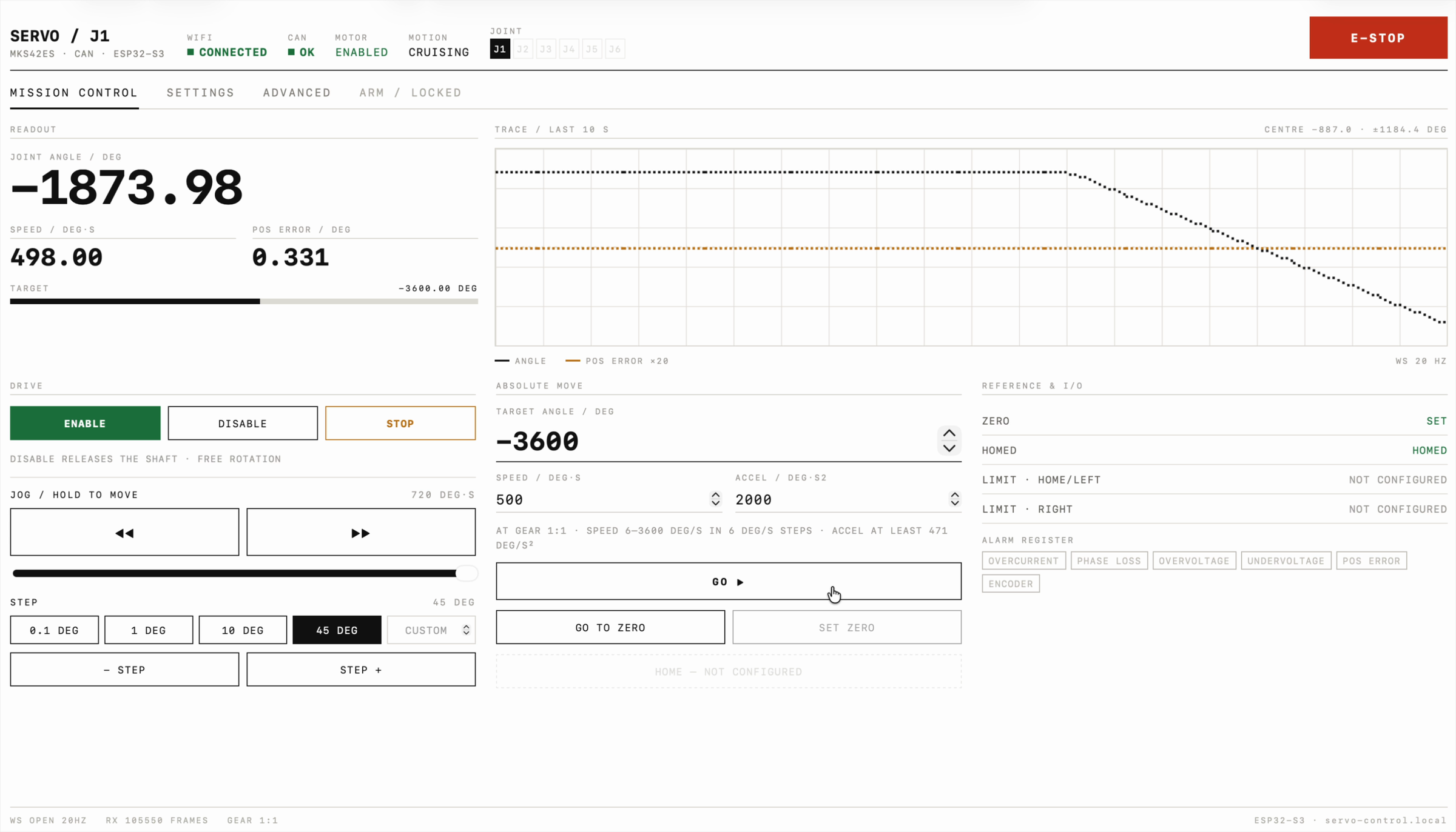 Controlling an MKS SERVO42ES Over CAN From an ESP32, With a Web UI